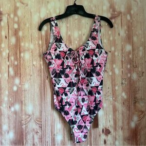Emme Jordan Pink Flamingo Print Low Back One Piece Swimsuit